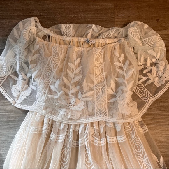 Baltic Born Cream Embroidered Lace Maxi Dress Romantic Boho - Picture 4 of 5